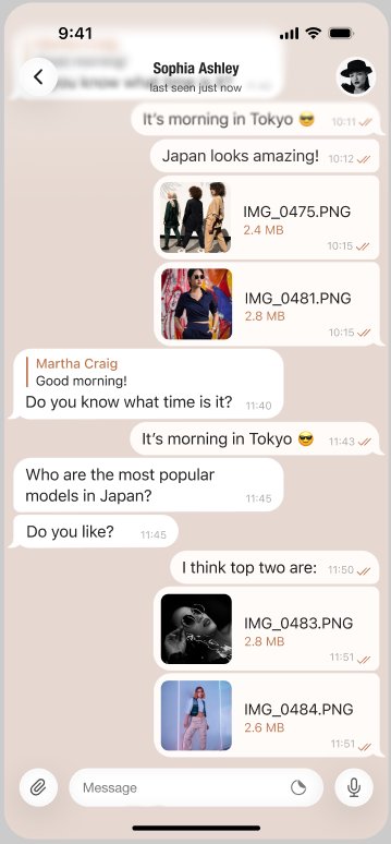 Чат на базе Telegram — медиа и личные сообщения